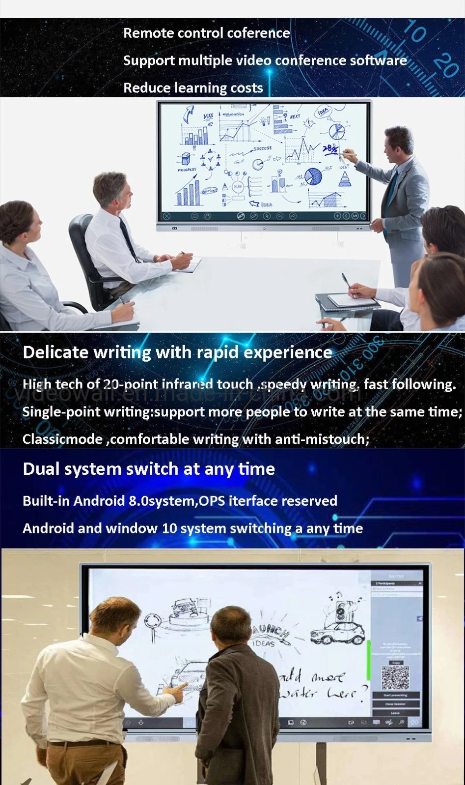Price of smart board DV18 Education touch screen LCD Displays 65&quot; 75&quot; 85&quot; Android 8.0 Smart Board Classroom Interactive Whiteboard